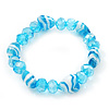 Light Blue Heart & Faceted Bead Flex Bracelet - 18cm Length