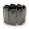 Wide Polished Black Tone Bar Flex Bracelet - 19cm Length