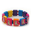 Multicoloured Wooden 'Dog' Stretch Bracelet - Adjustable