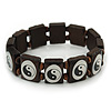 'Yin Yang' Stretch Brown Wooden Bracelet - Adjustable