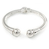 Silver Plated Double Ball Hinged Bangle Bracelet - 19cm L