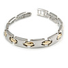 Plated Alloy Metal Ladies Magnetic Bracelet with Gold Tone Oval Motif - 18cm L (Medium)