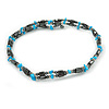 Hematite Bead with Turquoise Nugget Magnetic Necklace/ Bracelet - 90cm Total Length