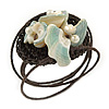 Sea Shell Bead Wired with Brown Cotton Cord Flex Bracelet - Adjustable