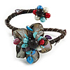 Multicoloured Shell Floral Flex Wire Bracelet - Adjustable