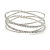 Bridal/ Wedding/ Prom/ Party Silver Tone Clear Crystal with Cross Motif Flex Cuff Bracelet - Adjustable