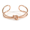 Modern Polished Knot Cuff Bangle Bracelet in Rose Gold Tone - 19cm Long