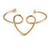Romantic Gold Plated Open Heart Bangle Bracelet - 18cm Long (Adjustable)
