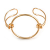 Modern Open Circle Cuff Bracelet Bangle In Polished Gold Tone Metal - 18cm Long - Adjustable