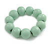 Pastel Mint Round Bead Wood Flex Bracelet - 19cm Long