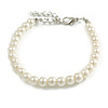5mm Classic White Faux Pearl Bead Bracelet with Silver Tone Closure - 16cm L/5cm Ext