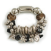 Chunky Charm Glass Heart Flex Bracelet in Silver Tone - 18cm L - Medium