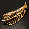 Oversized Crystal Leaf Brooch (Matte Gold Finish)