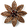 Citrine Swarovski Crystal Bridal Corsage Brooch (Silver Tone)