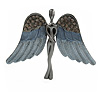 Flying Angel Grey/ Blue Diamante Brooch In Gun Metal - 50mm Width