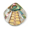 38mm L/Shell Shape Sea Shell Brooch/Beige/Natural/Abalone Shades/ Handmade/ Slight Variation In Colour/Natural Irregularities