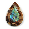 45mm L/Teardrop Shape Sea Shell Brooch/ Brown/ Natural/Abalone Colours/ Handmade/ Slight Variation In Colour/Natural Irregularities