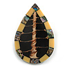 45mm L/Teardrop Shape Sea Shell Brooch/ Cream/Black/Brown Shades/ Handmade/ Slight Variation In Colour/Natural Irregularities