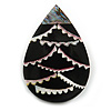 45mm L/Teardrop Shape Sea Shell Brooch/ White/Black Colours/ Handmade/ Slight Variation In Colour/Natural Irregularities