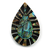 45mm L/Teardrop Shape Sea Shell Brooch/ Brown/ Black/Abalone Colours/ Handmade/ Slight Variation In Colour/Natural Irregularities