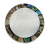 40mm L/Round Sea Shell Brooch/Silver/Grey/Abalone Shades/ Handmade/ Slight Variation In Colour/Natural Irregularities