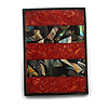 45mm L/Rectangular Shape Sea Shell Brooch/Black/Red Shades/ Handmade/ Slight Variation In Colour/Natural Irregularities