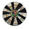 40mm L/Round Sea Shell Brooch/Black/Natural/Abalone Shades/ Handmade/ Slight Variation In Colour/Natural Irregularities