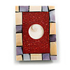 45mm L/Rectangular Shape Sea Shell Brooch/Cream/Red/Purple/White Shades/ Handmade/ Slight Variation In Colour/Natural Irregularities