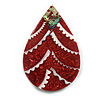 45mm L/Teardrop Shape Sea Shell Brooch/Red/White/Abalone Shades/ Handmade/ Slight Variation In Colour/Natural Irregularities