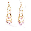 Pink Swinging Imitation Pearl Chandelier Earrings