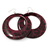 Animal Print Purple Acrylic Hoop Earrings (Silver Tone Metal) - 6cm Diameter