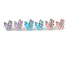 Tiny Light Blue/ Pink/ Lavender Crystal Enamel 'Butterfly' Stud Earring Set In Silver Tone Metal - 10mm D