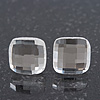 Clear Square Glass Stud Earrings In Silver Plating - 10mm Diameter