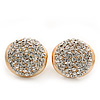Gold Plated Crystal Dome Stud Earrings - 1.8cm Diameter