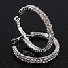 Rhodium Plated Clear Austrian Crystal Double-Hoop (Medium) - 38mm D