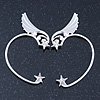 One Pair Wing & Star Ear Hook Cuff Earring In Silver Plating