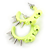 Teen Skulls and Spikes Small Hoop Earrings in Neon Yellow (Silver Tone) - 30mm Width
