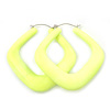 Large Matte Acrylic Square Doorknocker Hoop Earrings in Neon Yellow - 6cm Diameter