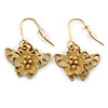 Matt Gold Butterfly & Flower Drop Earrings - 25mm L