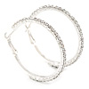 45mm Single Row Crystal Hoop Earrings In Silver Tone