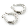 Small Crystal Twisted Hoop Earrings In Rhodium Plating - 23mm D