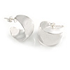 Small Polished Silver Tone Half Hoop Earrings - 18mm D
