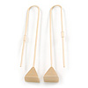 Brushed Gold Tone Triangular Drop Earrings - 50mm L