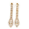 Long Clear Crystal Teardrop Earrings In Gold Plating - 60mm L