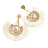 Statement Off White 'Fringe' Chandelier Drop Earrings In Gold Tone - 10.5cm Long