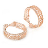 25mm Small CZ Filigree Hoop Clip On Earrings In Rose Gold Metal