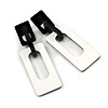 Statement Black/ White Square Acrylic Drop Earrings - 90mm Long