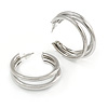 33mm Medium Triple Hoop in Polished Silver Tone