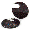 Trendy Dark Purple with Glitter Effect Acrylic/ Resin Disk Earrings - 48mm Diameter