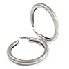 70mm Large Thick Textured/ Scratched Hoop Earrings In Silver Tone